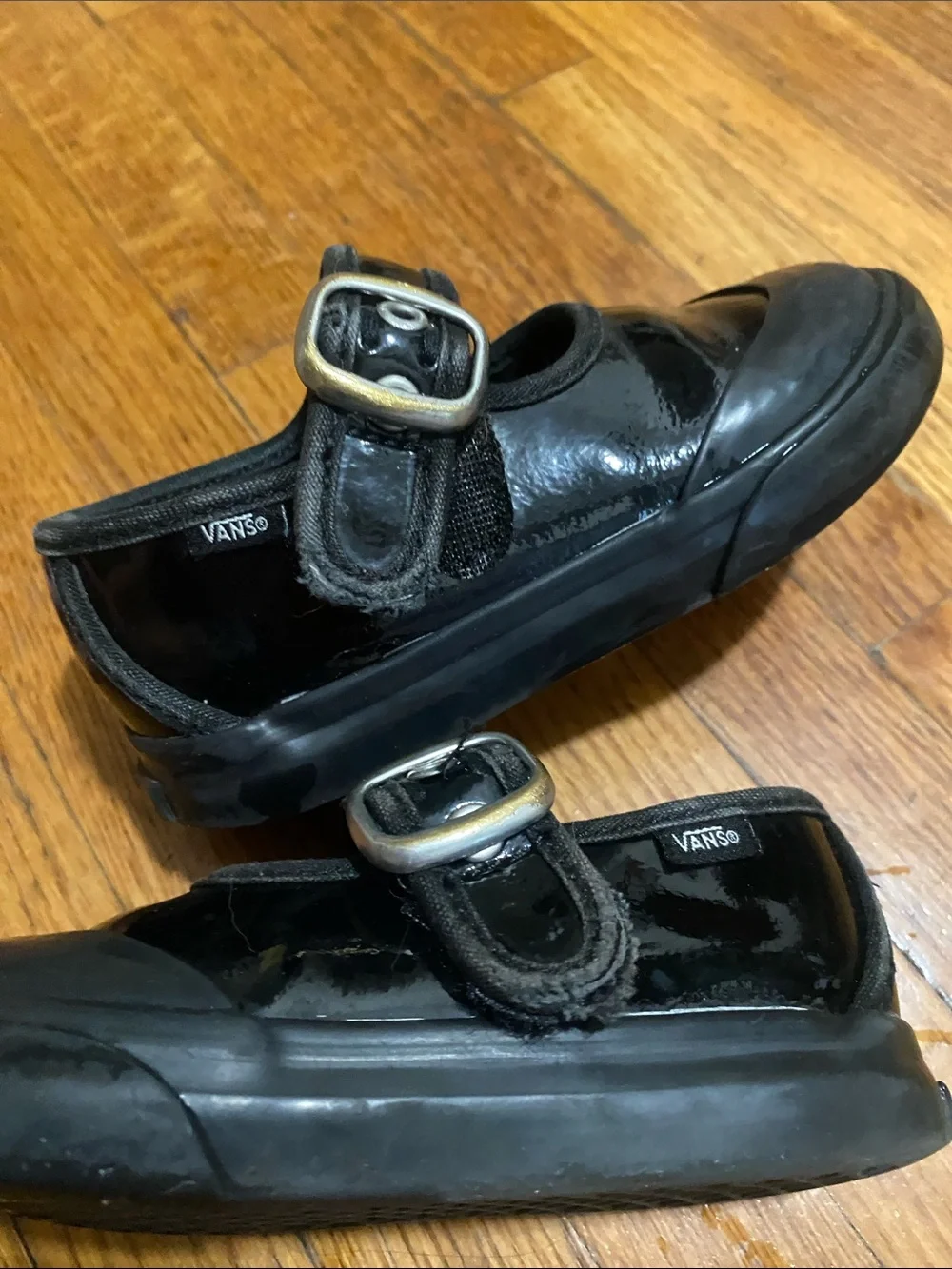 Vans Black Patent Mary Jane Shoes for Kids